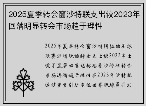 2025夏季转会窗沙特联支出较2023年回落明显转会市场趋于理性